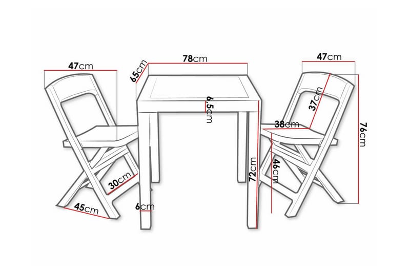 Liten 2-seters spisegruppe Utendørs – Lite kafésett i plast for balkong, terrasse og uteplass - Antrasitt - Hage - Utemiljø - Veranda & terrasse - Verandamøbler