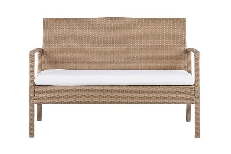 Loungegruppe utendørs 4-seters kunstrotting lysebrun MARSALA - Tre/natur - Hage - Utemiljø - Veranda & terrasse - Verandamøbler