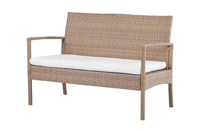 Loungegruppe utendørs 4-seters kunstrotting lysebrun MARSALA - Tre/natur - Hage - Utemiljø - Veranda & terrasse - Verandamøbler