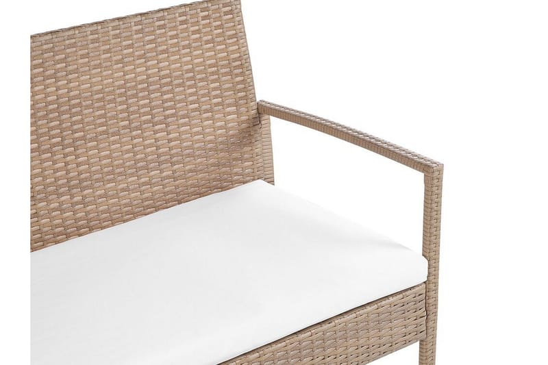 Loungegruppe utendørs 4-seters kunstrotting lysebrun MARSALA - Tre/natur - Hage - Utemiljø - Veranda & terrasse - Verandamøbler