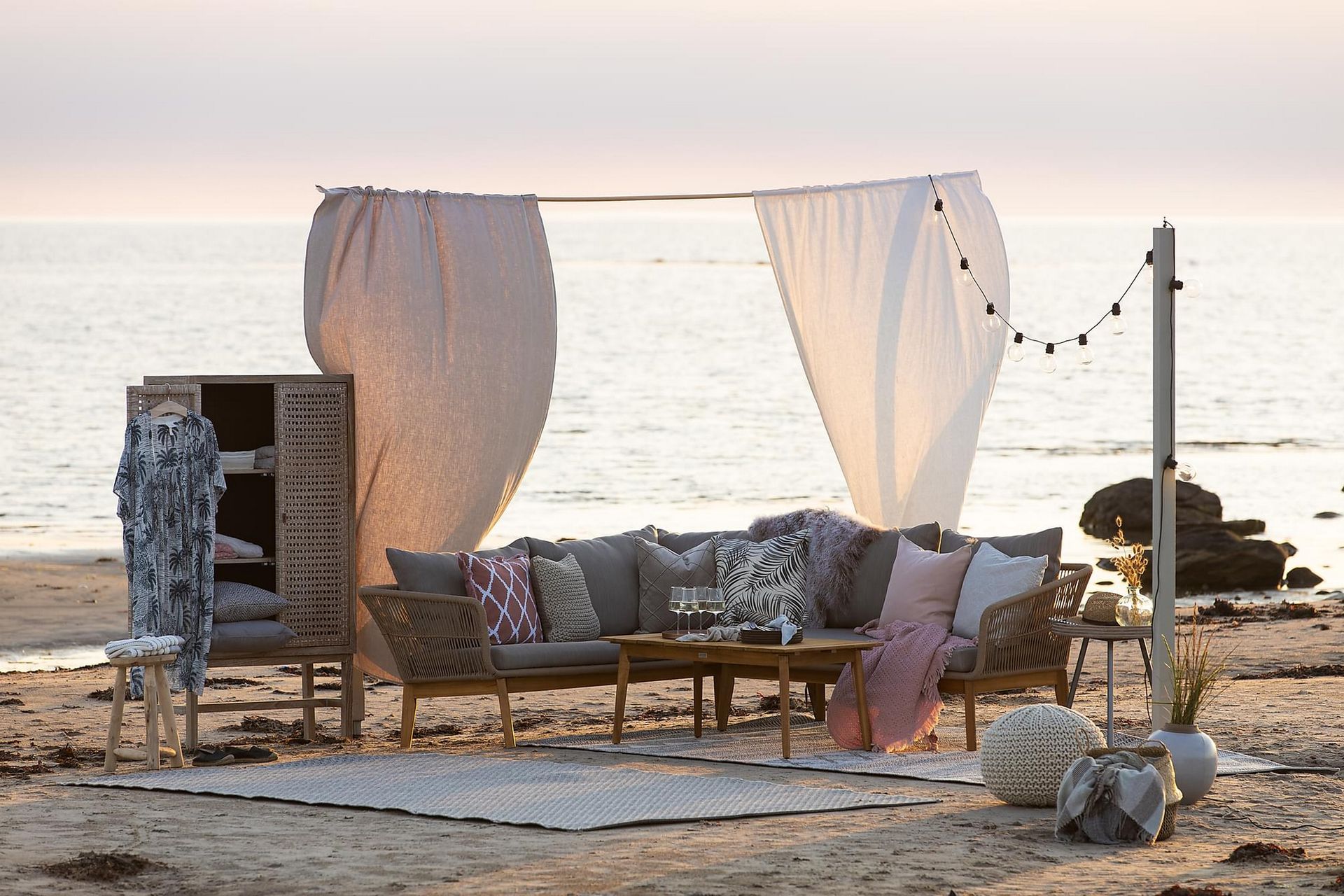 Morocco Loungegruppe - Akasie/Brun/Beige - Hage - Utemiljø - Veranda & terrasse - Verandamøbler
