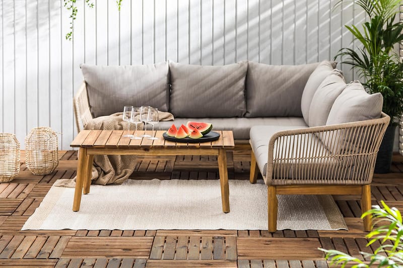 Morocco Loungegruppe - Akasie/Brun/Beige - Verandamøbler - Sofagruppe utendørs - Loungesett