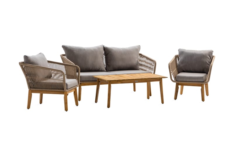 Morocco Sofagruppe - Akasie/Brun/Beige - Hage - Utemiljø - Veranda & terrasse - Verandamøbler
