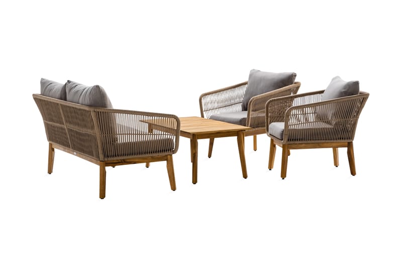 Morocco Sofagruppe - Akasie/Brun/Beige - Hage - Utemiljø - Veranda & terrasse - Verandamøbler