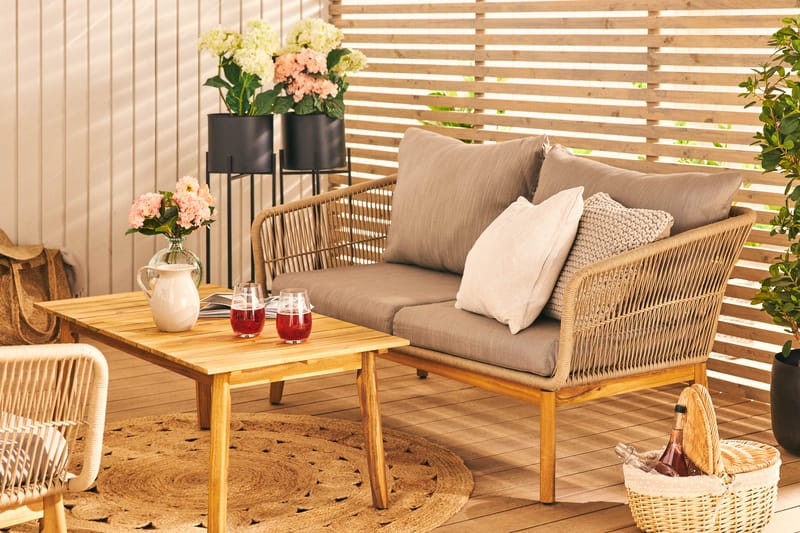 Morocco Sofagruppe - Akasie/Brun/Beige - Hage - Utemiljø - Veranda & terrasse - Verandamøbler