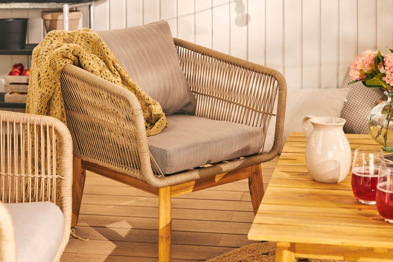Morocco Sofagruppe - Akasie/Brun/Beige - Hage - Utemiljø - Veranda & terrasse - Verandamøbler