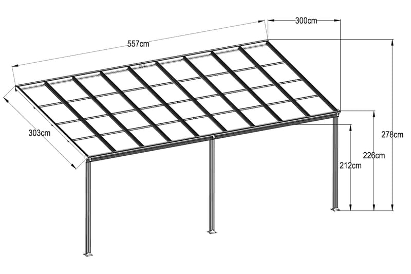 Altantak 5.6X3.0M | Ekstra Høyt - Grå - Verandatak & terrassetak - Uteromstak