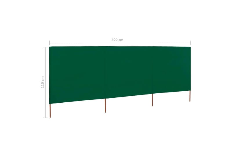 Vindskjerm 3 paneler stoff 400x80 cm grønn - Grønn - Sikkerhet & vindubeskyttelse veranda - Avskjerming & vindskjerm - Skjerm