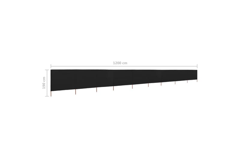 Vindskjerm 9 paneler stoff 1200x160 cm svart - Svart - Sikkerhet & vindubeskyttelse veranda - Avskjerming & vindskjerm - Skjerm