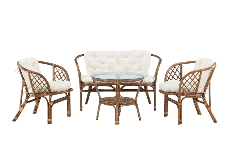 Wera Sofagruppe Utendørs 4-seter, Brun/Hvit