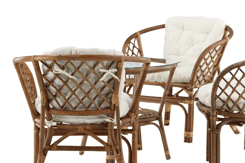 Wera Sofagruppe Utendørs 4-seter - Brun/Hvit - Hage - Utemiljø - Veranda & terrasse - Verandamøbler