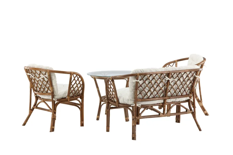 Wera Sofagruppe Utendørs 4-seter - Brun/Hvit - Hage - Utemiljø - Veranda & terrasse - Verandamøbler