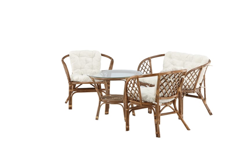 Wera Sofagruppe Utendørs 4-seter - Brun/Hvit - Hage - Utemiljø - Veranda & terrasse - Verandamøbler