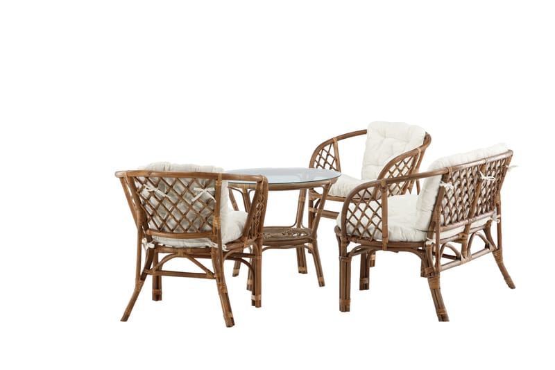 Wera Sofagruppe Utendørs 4-seter - Brun/Hvit - Hage - Utemiljø - Veranda & terrasse - Verandamøbler