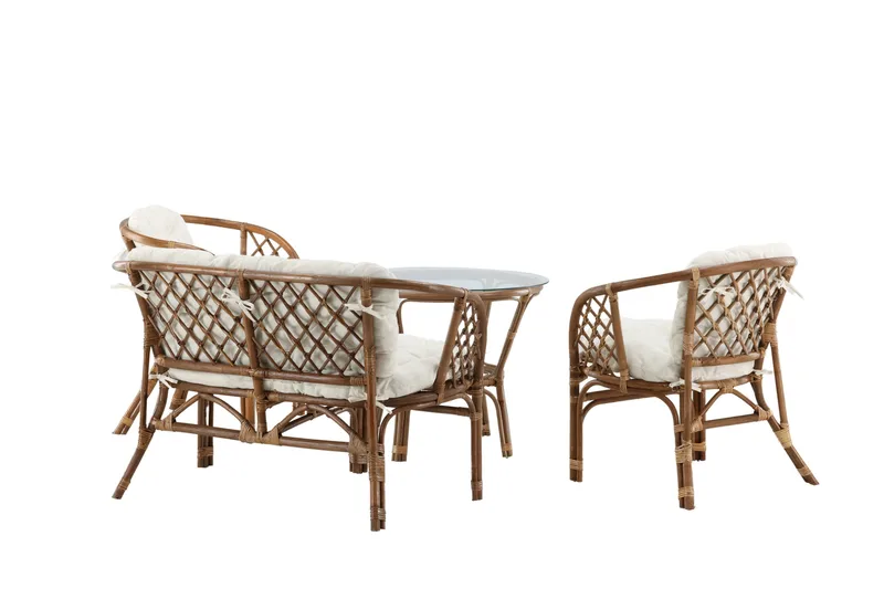 Wera Sofagruppe Utendørs 4-seter - Brun/Hvit - Hage - Utemiljø - Veranda & terrasse - Verandamøbler