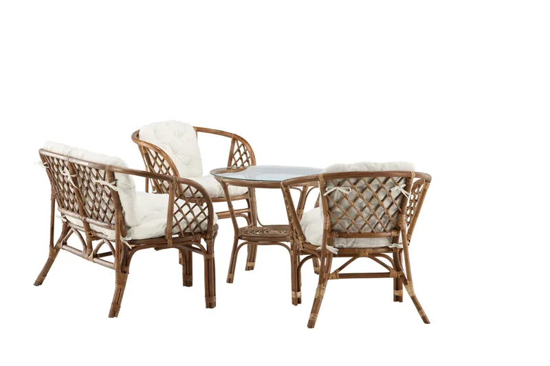 Wera Sofagruppe Utendørs 4-seter - Brun/Hvit - Hage - Utemiljø - Veranda & terrasse - Verandamøbler