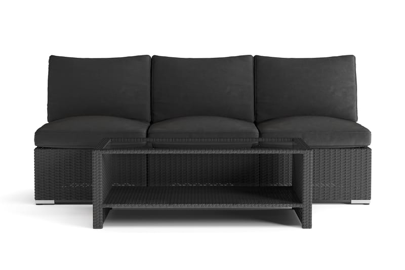 Wisconsin Loungegruppe Utendørs 3-seter med Bord Kunstrotting - Svart - Hage - Utemiljø - Veranda & terrasse - Verandamøbler