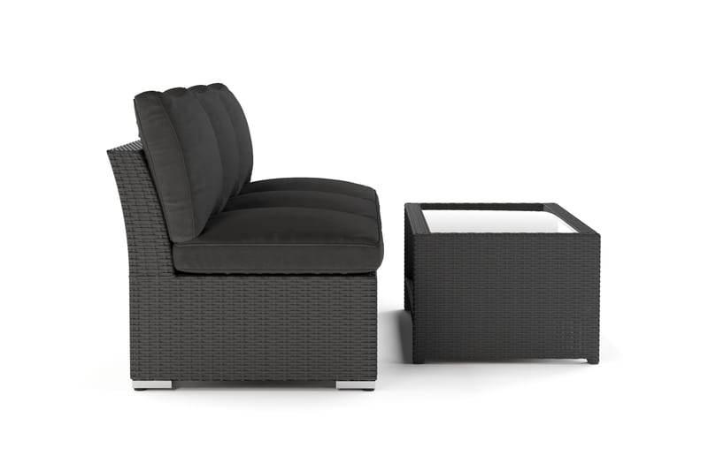 Wisconsin Loungegruppe Utendørs 3-seter med Bord Kunstrotting - Svart - Hage - Utemiljø - Veranda & terrasse - Verandamøbler