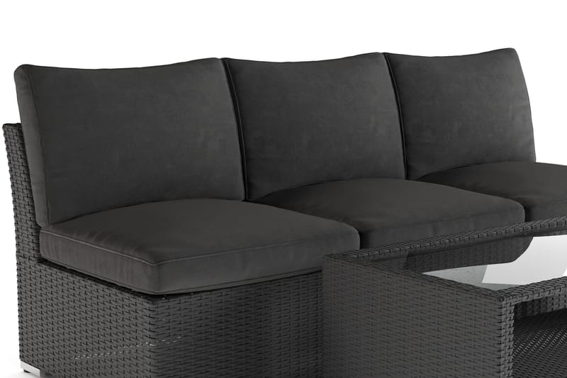 Wisconsin Loungegruppe Utendørs 3-seter med Bord Kunstrotting - Svart - Hage - Utemiljø - Veranda & terrasse - Verandamøbler