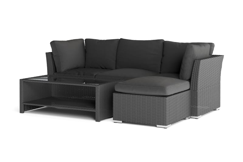 Wisconsin Premium Loungegruppe Utendørs – Sofagruppe til Uteplassen i Kunstrotting - Svart - Hage - Utemiljø - Veranda & terrasse - Verandamøbler