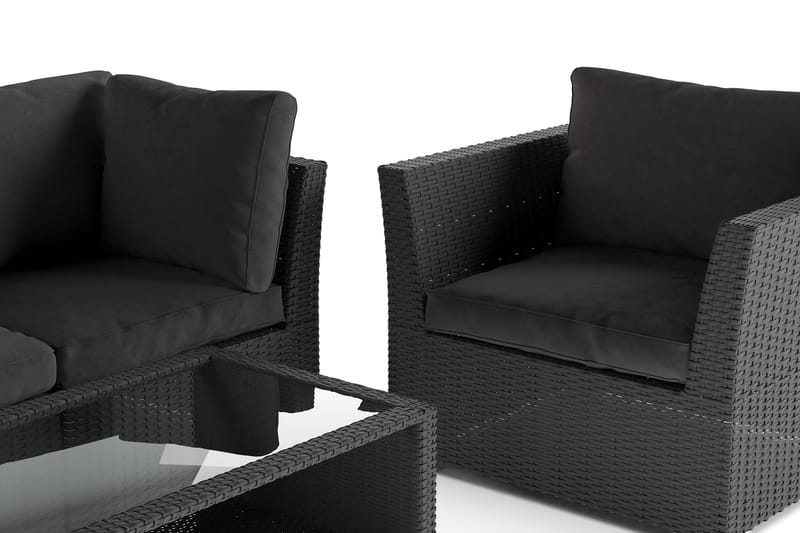 Wisconsin Premium Loungegruppe Utendørs 5-seter Kunstrotting - Svart - Hage - Utemiljø - Veranda & terrasse - Verandamøbler
