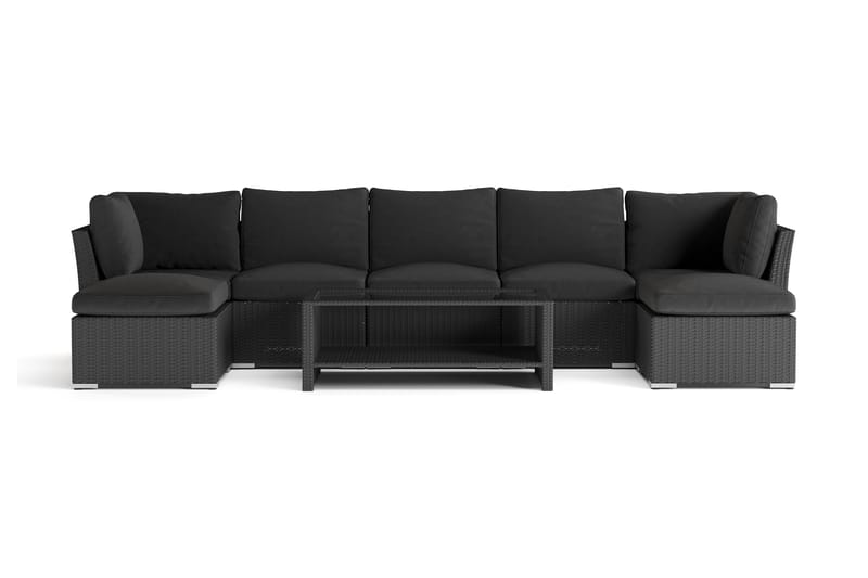 Wisconsin Premium Loungegruppe Utendørs 7-seter Kunstrotting - Svart - Hage - Utemiljø - Veranda & terrasse - Verandamøbler