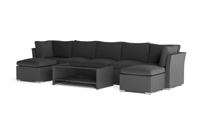 Wisconsin Premium Loungegruppe Utendørs 7-seter Kunstrotting - Svart - Hage - Utemiljø - Veranda & terrasse - Verandamøbler