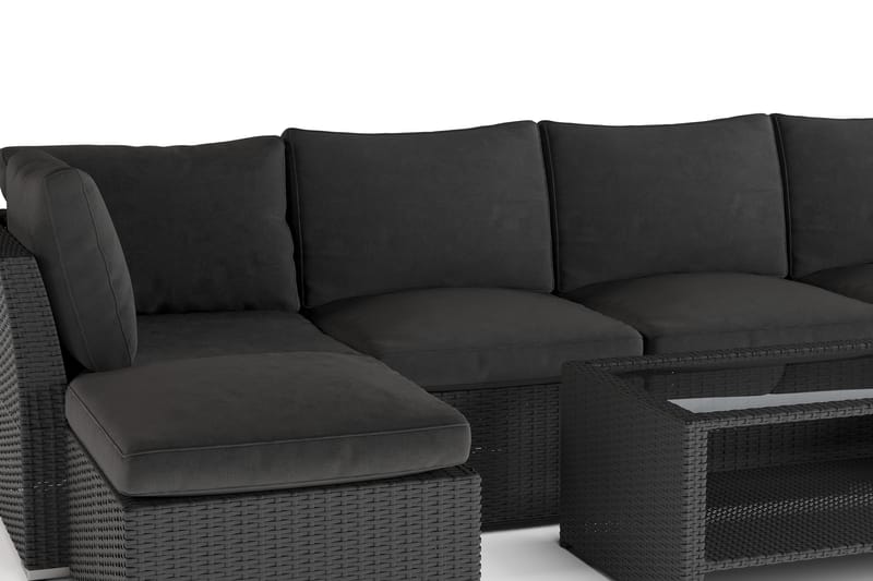 Wisconsin Premium Loungegruppe Utendørs 7-seter Kunstrotting - Svart - Hage - Utemiljø - Veranda & terrasse - Verandamøbler