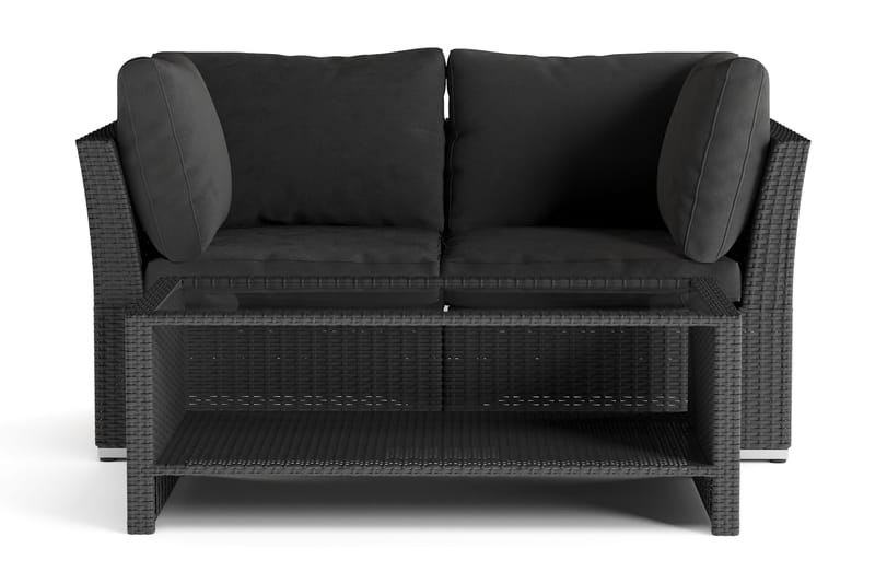 Wisconsin Premium Loungegruppe Utendørs med Armlener 2-seter Kunstrotting - Svart - Hage - Utemiljø - Veranda & terrasse - Verandamøbler