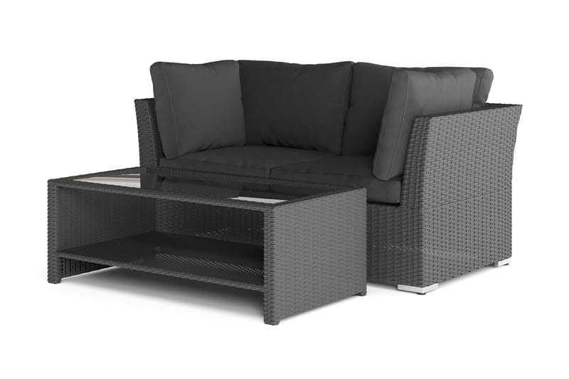 Wisconsin Premium Loungegruppe Utendørs med Armlener 2-seter Kunstrotting - Svart - Hage - Utemiljø - Veranda & terrasse - Verandamøbler