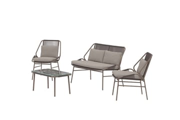 Zakynthos sofagruppe 2-seters sofa + 2 lenestoler med bord utendørs - Brun - Hagemøbler - Loungemøbler - Sofagruppe utendørs