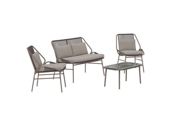 Zakynthos sofagruppe 2-seters sofa + 2 lenestoler med bord utendørs - Brun - Hagemøbler - Loungemøbler - Sofagruppe utendørs