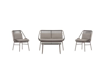 Zakynthos sofagruppe 2-seters sofa + 2 lenestoler med bord utendørs - Brun - Hagemøbler - Loungemøbler - Sofagruppe utendørs