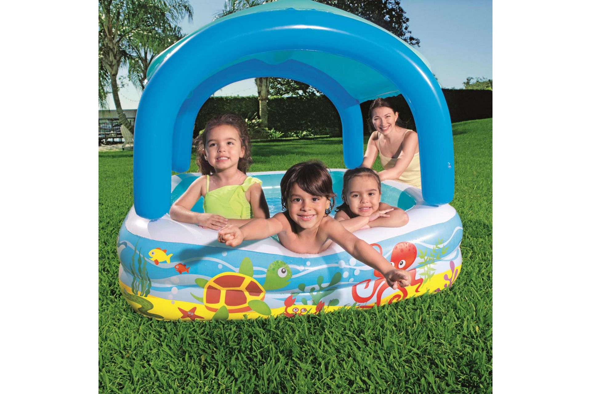Bestway Barnebasseng med baldakin blå 140x140x114 cm - Blå - Hage - Utendørsbad - Basseng - Barnebasseng & babybasseng