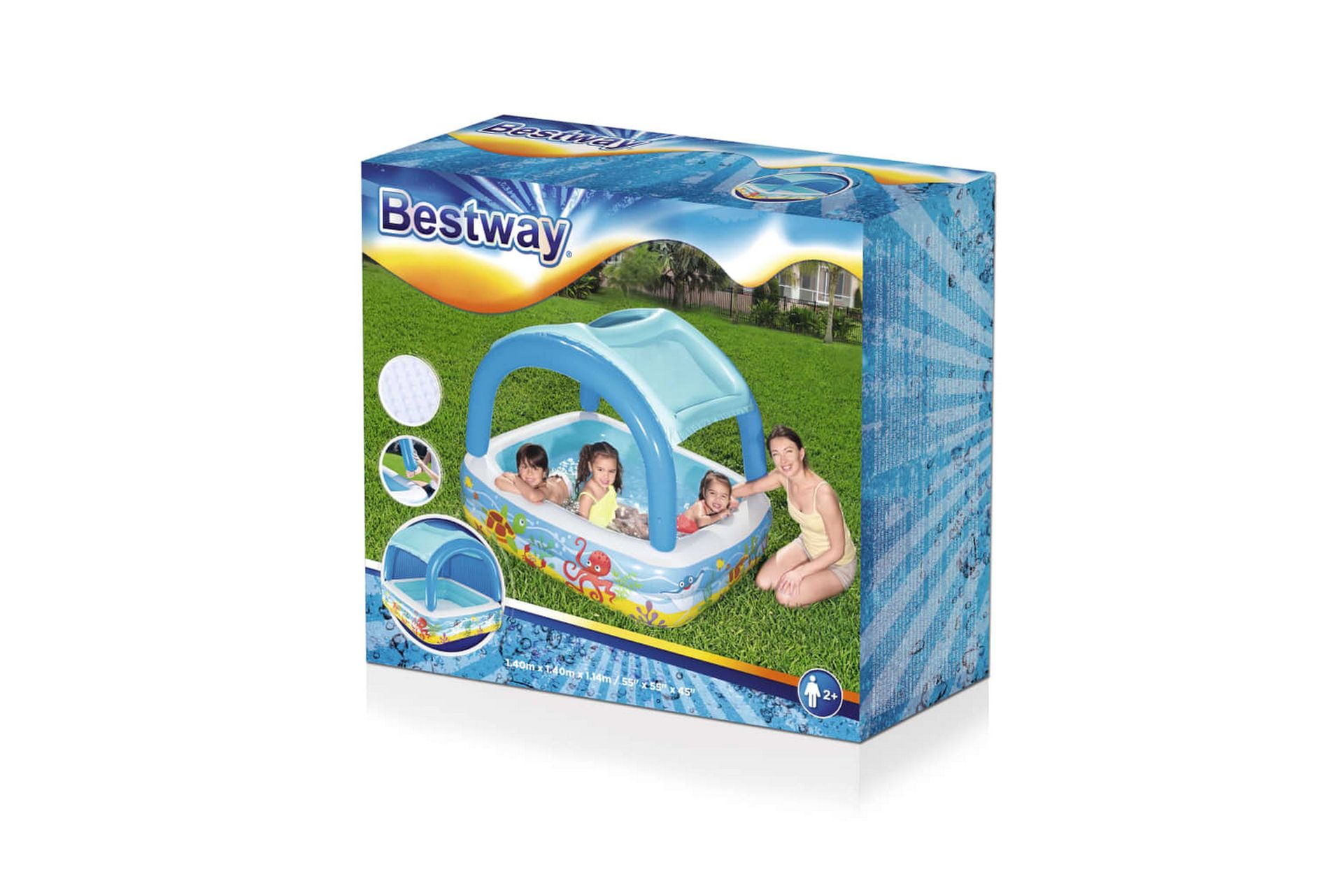 Bestway Barnebasseng med baldakin blå 140x140x114 cm - Blå - Hage - Utendørsbad - Basseng - Barnebasseng & babybasseng