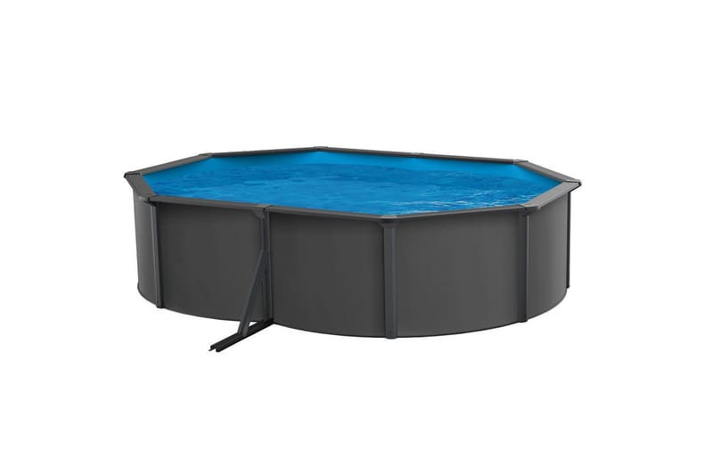 Basseng Stål Swim & Fun Grunnleggende oval 490 x 360 x 120 cm, Antrasittgrå - 490 x 360 x 120 cm, Antrasittgrå - Hage - Utendørsbad - Basseng - Frittstående basseng