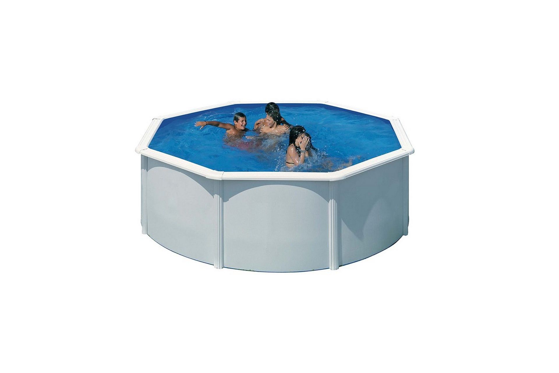 Basseng Stål Swim & Fun Grunnleggende rund Ø350 x 120 cm, Hvit - Ø350 x 120 cm, Hvit