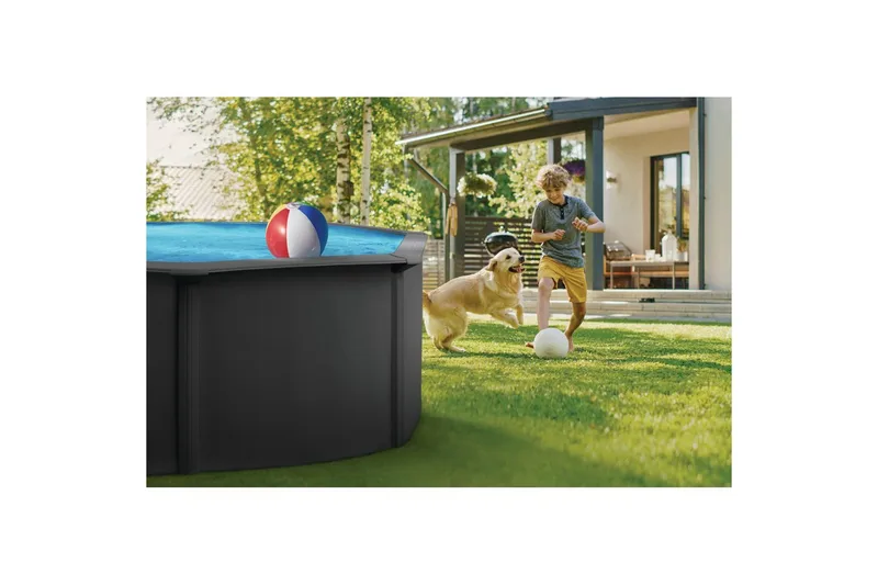 Basseng Stål Swim & Fun Grunnleggende rund Ø360 x 120 cm, Antrasittgrå - Ø360 x 120 cm, Antrasittgrå - Hage - Utendørsbad - Basseng - Frittstående basseng