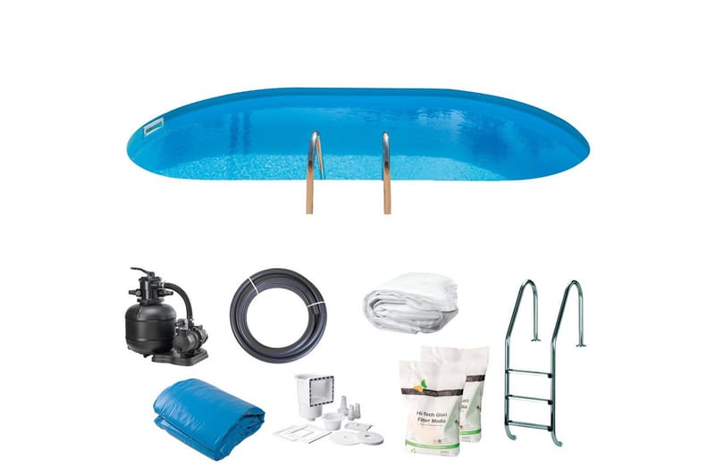 Basseng Stål Swim & Fun Nedgravd Oval 600 x 320 x 150 cm - 600 x 320 x 150 cm - Hage - Utendørsbad - Basseng - Nedgravd basseng