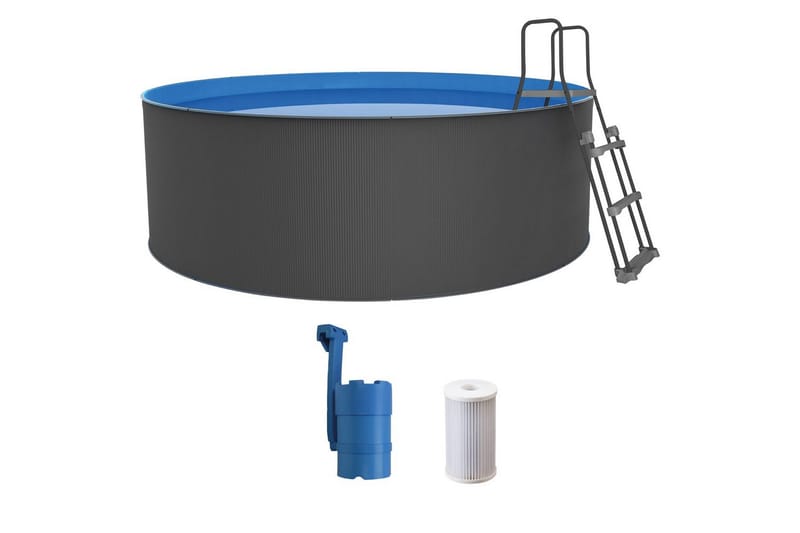 Basseng Stål Swim & Fun Santorini rundt Ø350 x 90 cm - Ø350 x 90 cm - Hage - Utendørsbad - Basseng - Frittstående basseng