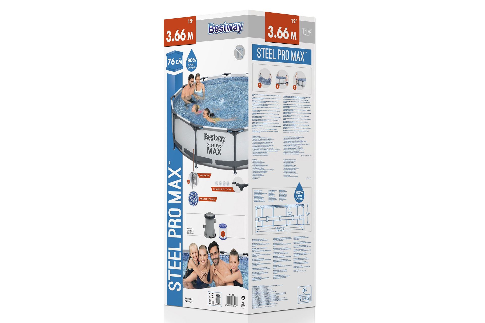 Bestway Steel Pro MAX Over bakken basseng Rundt 3,66x0,76 m Grå - Bestway - Hage - Utendørsbad - Basseng - Frittstående basseng