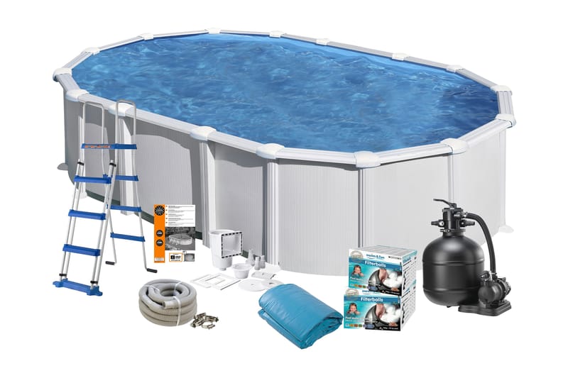 Basseng Stål Swim & Fun Grunnleggende oval 730 x 375 x 132 cm, Hvit - 730 x 375 x 132 cm, Hvit - Hage - Utendørsbad - Basseng - Frittstående basseng