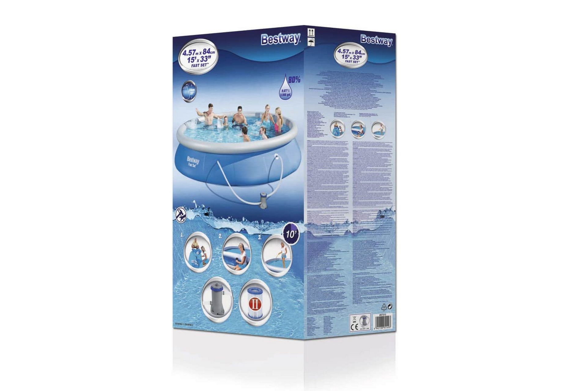 Bestway Bassengsett Fast Set 457x84 cm - Blå - Hage - Utendørsbad - Basseng - Frittstående basseng