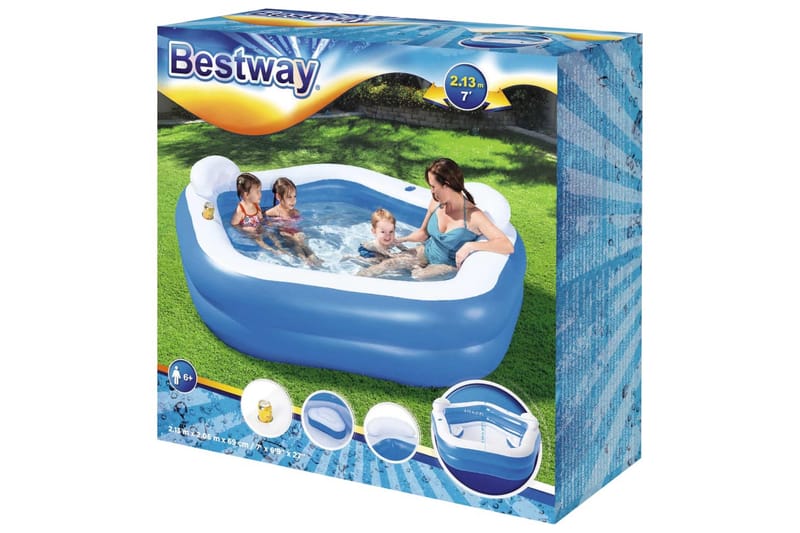 Bestway Familiebasseng 213x206x69 cm - Blå - Frittstående basseng