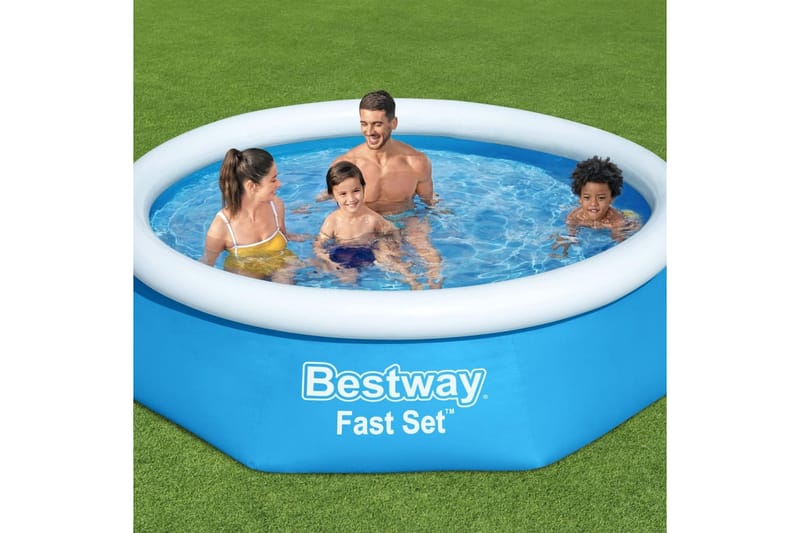 Bestway Oppblåsbart svømmebasseng Fast Set rundt 244x66 cm 5 - Frittstående basseng