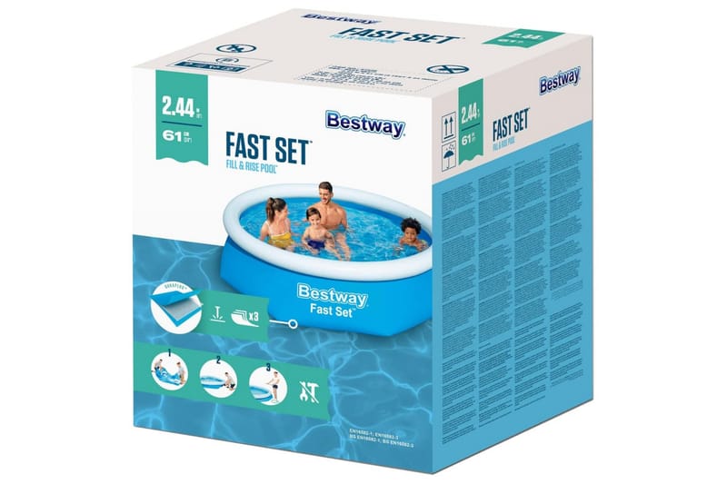 Bestway Oppblåsbart svømmebasseng Fast Set rundt 244x66 cm 5 - Frittstående basseng