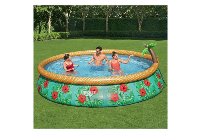 Bestway Oppblåsbart svømmebasseng med palme 457x84 cm - Flerfarget - Frittstående basseng