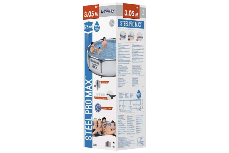 Bestway Steel Pro MAX Svømmebasseng 305x76 cm - Grå - Hage - Utendørsbad - Basseng - Frittstående basseng