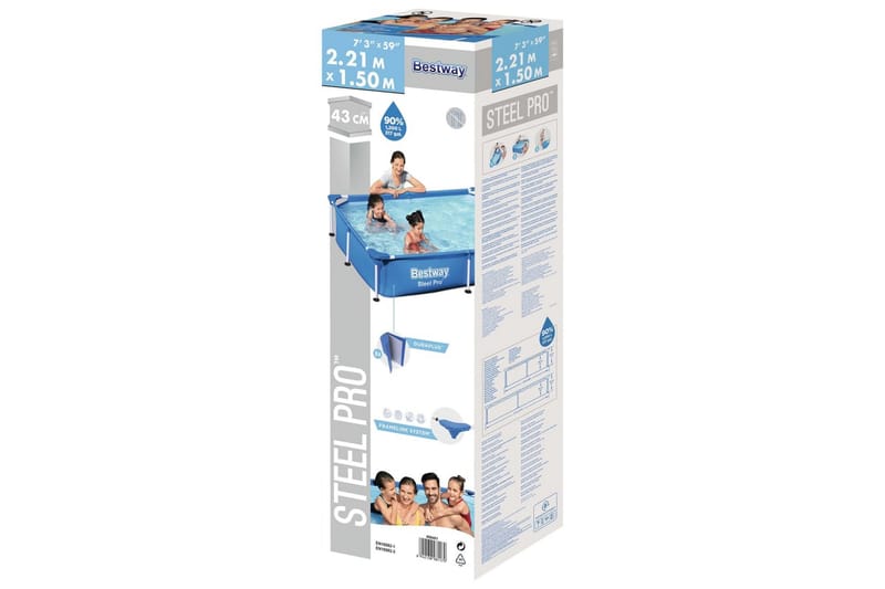 Bestway Steel Pro svømmebasseng 221x150x43 cm - Blå - Hage - Utendørsbad - Basseng - Frittstående basseng