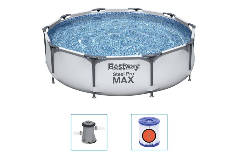 Bestway Steel Pro MAX Svømmebasseng 305x76 cm - Grå - Hage - Utendørsbad - Basseng - Frittstående basseng